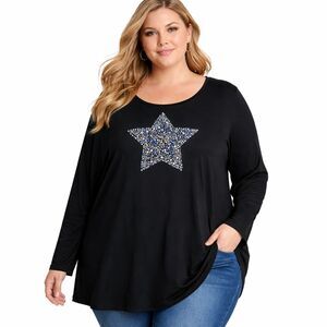 Quacker Factory Top Size 3X Embellished Long Sleeve Tee